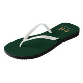 Smaragdgroene gouden moograminitiaal naam teenslippers (Schuin)