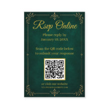 Smaragdgroene gouden moslim-huwelijks QR RSVP-kaar