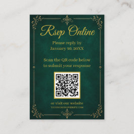 Smaragdgroene gouden moslim-huwelijks QR RSVP-kaar Informatiekaartje
