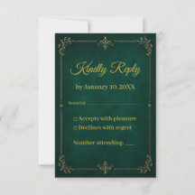 Smaragdgroene gouden moslim-huwelijks-RSVP-kaart
