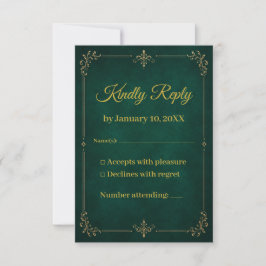Smaragdgroene gouden moslim-huwelijks-RSVP-kaart Bedankkaart