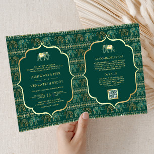 Smaragdgroene Gouden Olifant Indische Bruiloft