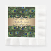 Smaragdgroene gouden pauw bruiloft servetten (Voorkant)