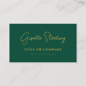 Smaragdgroene Gouden Professionele Script QR-code Visitekaartje (Voorkant)