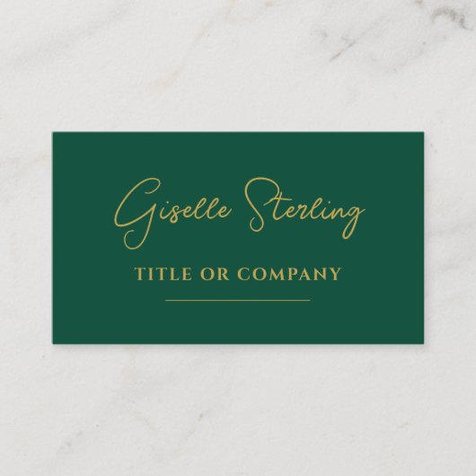 Smaragdgroene Gouden Professionele Script QR-code Visitekaartje (Voorkant)