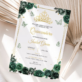 Smaragdgroene Gouden Quinceañera Kaart
