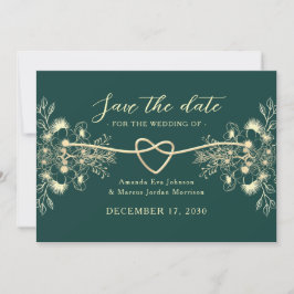 Smaragdgroene gouden save the date
