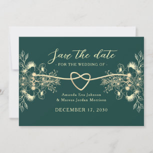 Smaragdgroene gouden save the date