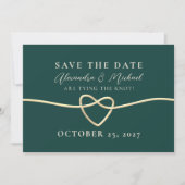 Smaragdgroene Gouden Touw Hart Save The Date (Voorkant)