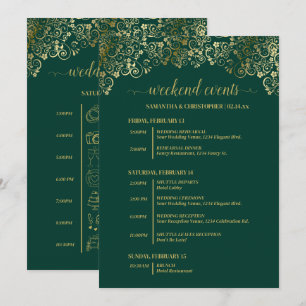 Smaragdgroene & Gouden Trouw Evenementen & Tijdsch Programmakaart