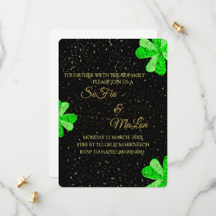 Smaragdgroene & Gouden Trouw Uitnodiging, Goud Fol Save The Date