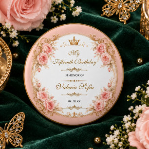 Smaragdgroene Gouden Vlinder Quinceañera 15de verj Ronde Button 3,2 Cm
