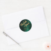 Smaragdgroene & Gouden Wilde Bloem Bruiloft Bedank Ronde Sticker (Envelop)