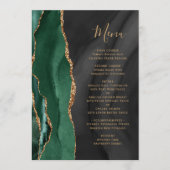 Smaragdgroene Gouden Zwarte Agate Huwelijksmenu Menu (Voorkant)