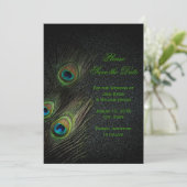 Smaragdgroene Gouden Zwarte Pauw Save the Date (Staand voorkant)