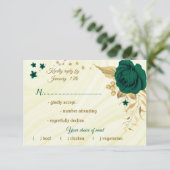 smaragdgroene goudmaaltijd RSVP kaartje (Staand voorkant)