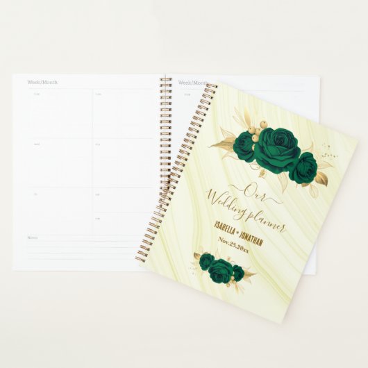 smaragdgroene goudmarmerbruiloft planner (Display)