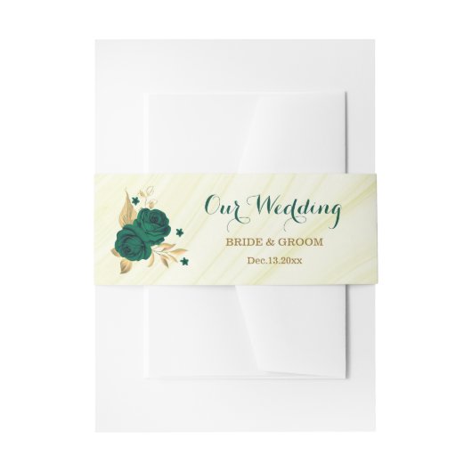 smaragdgroene goudmarmerbruiloft uitnodigingen wikkel (Voorkant Voorbeeld)