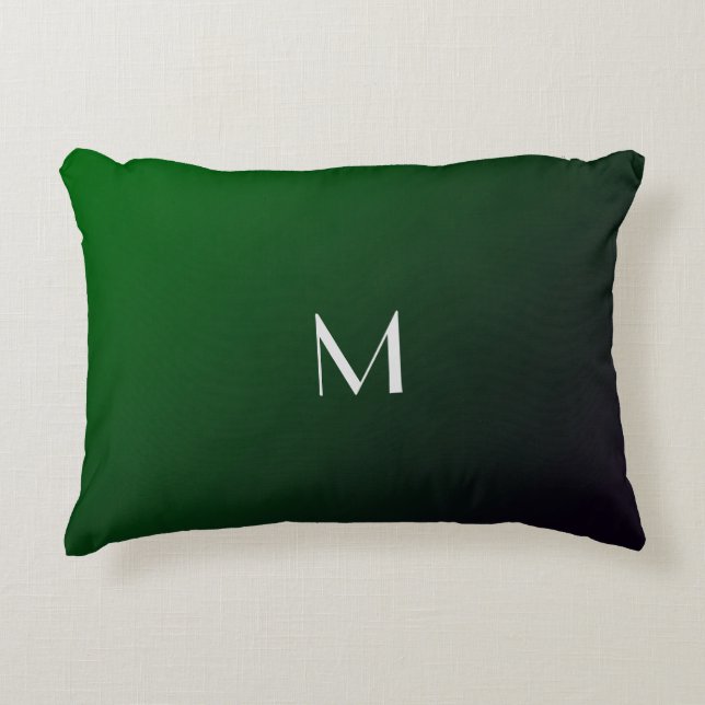 Smaragdgroene Gradiënt -  krachtig monogram Accent Kussen (Voorkant)