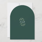 Smaragdgroene groene goud boog monogram bruiloft kaart (Achterkant)