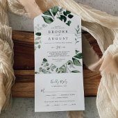 Smaragdgroene groene wedding all-in-one uitnodigin all in one uitnodiging
