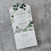 Smaragdgroene groene wedding all-in-one uitnodigin all in one uitnodiging
