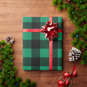 Smaragdgroene grote Buffalo geruite Kerst Cadeaupapier