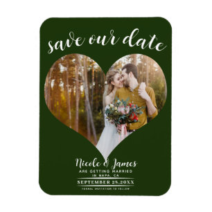 Smaragdgroene Hart Foto Trouw Save the Date Magneet