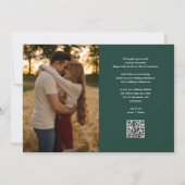 Smaragdgroene Hart Script Foto Huwelijk QR Code Save The Date (Achterkant)