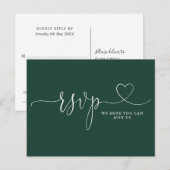 Smaragdgroene Hart Script Liedverzoek RSVP Kaart (Voorkant / Achterkant)