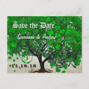 Smaragdgroene Hartblad Boom Save the Date Aankondigingskaart