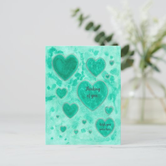 Smaragdgroene harten, aangepaste Waterverf Briefka Briefkaart (Staand voorkant)