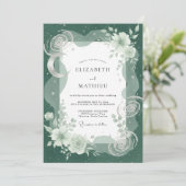 Smaragdgroene Hemelse Maaneucalyptus Bruiloft Kaart (Staand voorkant)