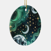 Smaragdgroene Hemelse Maanfasen Ornament (Rechts)