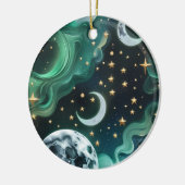 Smaragdgroene Hemelse Maanfasen Ornament (Links)