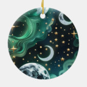 Smaragdgroene Hemelse Maanfasen Ornament (Achterkant)
