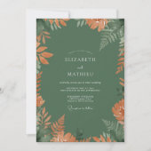 Smaragdgroene herfst botanische bruiloft kaart (Voorkant)