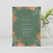 Smaragdgroene herfst botanische bruiloft kaart (Staand voorkant)