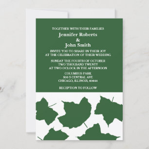 Smaragdgroene Herfst Leaf White Boho Trendy Bruilo Kaart