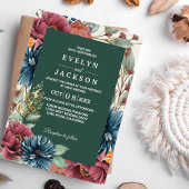 Smaragdgroene Herfst Modern Rustiek Bruiloft Kaart