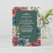 Smaragdgroene Herfst Modern Rustiek Bruiloft Kaart (Staand voorkant)