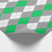 Smaragdgroene houtskool Donkergrijs Wit XL Argyle Cadeaupapier (Hoek)
