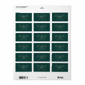 Smaragdgroene Huwelijk Retouradres Sticker (Full Sheet)