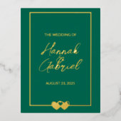 Smaragdgroene Huwelijks Folie Uitnodiging Postkaar (Voorkant)