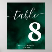 Smaragdgroene Huwelijkstafel Nummer Poster (Voorkant)