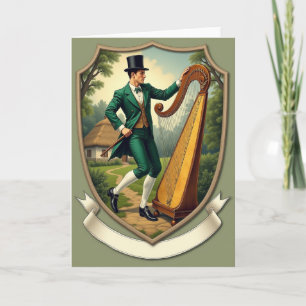 Smaragdgroene Ierse Man Harp Scene Kaart