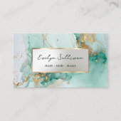 Smaragdgroene inkt marmeren visitekaartje (Voorkant)