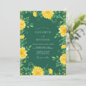 Smaragdgroene intense botanische bruiloft kaart (Staand voorkant)