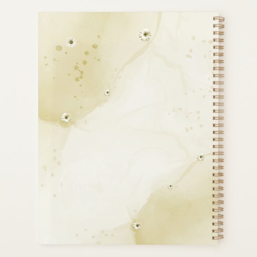 Smaragdgroene ivoor gouden bloemen bruiloft planner (Achterkant)