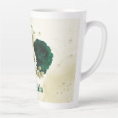 Smaragdgroene ivoor gouden bloemen monogram latte mok (Rechts)